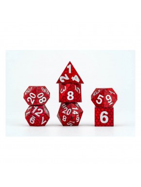 Juego de dados rojos con escamas de dragón