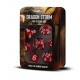 Juego de dados rojos con escamas de dragón