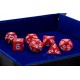 Juego de dados rojos con escamas de dragón