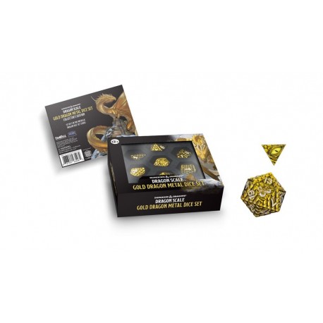 Pack de dados metálicos Dungeons & Dragons Dragon Scale Gold
