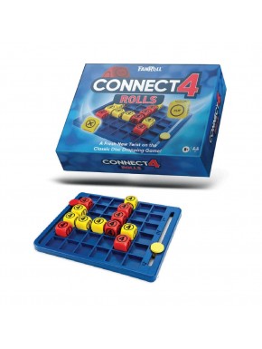 Jeu de société Connect 4 Rolls avec dés et plateau.