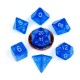 Mini Pack de Dados azules Stardust Blue con números plateados