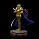 Estátua Aries Mu de Saint Seiya em armadura dourada com capa azul