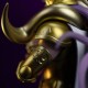 Estátua Aries Mu de Saint Seiya em armadura dourada com capa azul