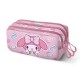 Estojo rosa Hello Kitty My Melody com três compartimentos
