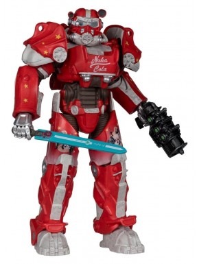 Figura articulada Nuka Cola T-60 de Fallout 76 em vermelho e prata