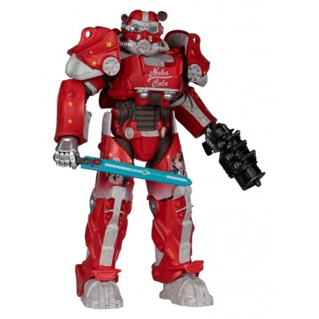 Figura articulada Nuka Cola T-60 de Fallout 76 em vermelho e prata