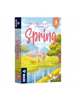 Caja del juego de mesa Spring con flores y paisaje