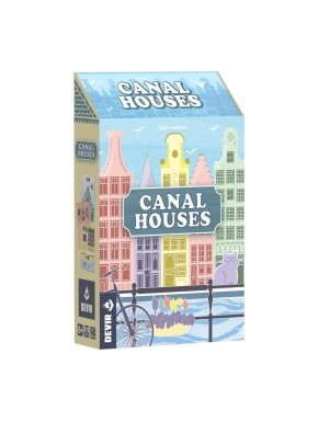 Caja del juego de mesa Canal Houses con diseño de casas flamencas