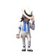 Figura colecionável de Michael Jackson com terno branco.