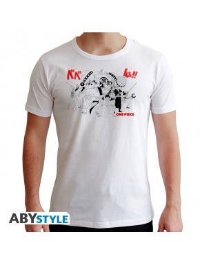 Camiseta blanca con diseño de toda la tripulación de One Piece