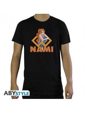 Camiseta negra de One Piece con diseño de Nami