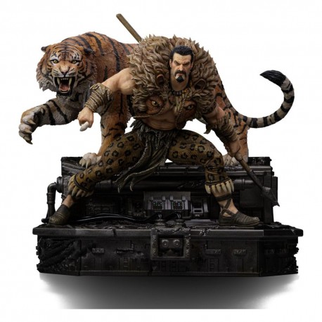 Statue de Kraven et tigre dans diorama Marvel 22 cm