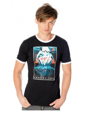 T-shirt noir avec design de Pennywise de Stephen King's It