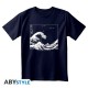 T-shirt bleu marine avec La Grande Vague de Hokusai