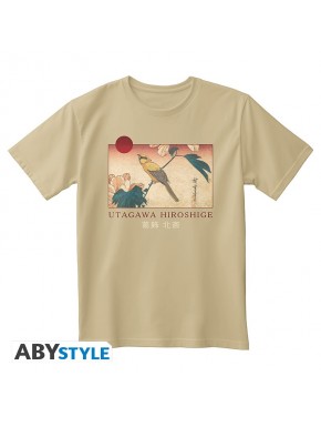 T-shirt beige avec design Hiroshige