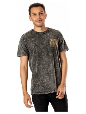 T-shirt gris Poufsouffle Harry Potter avec design acid wash