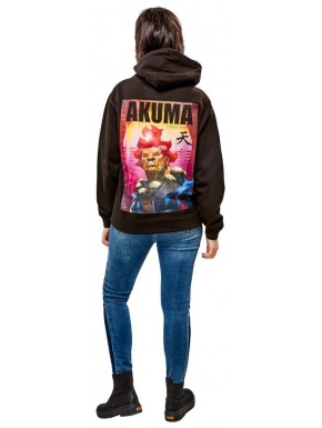 Sweat noir avec design d'Akuma de Street Fighter