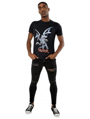 T-shirt noir Yu-Gi-Oh! Blue Eyes White Dragon