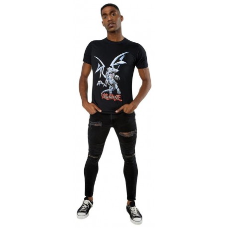 T-shirt noir Yu-Gi-Oh! Blue Eyes White Dragon