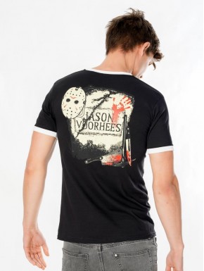 T-shirt Jason Voorhees, design masque et détails rouges