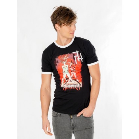 Camiseta preta Gotham City Sirens com estampa vermelha