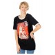 Camiseta preta Gotham City Sirens com estampa vermelha