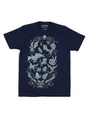 T-shirt bleu Harry Potter créatures magiques