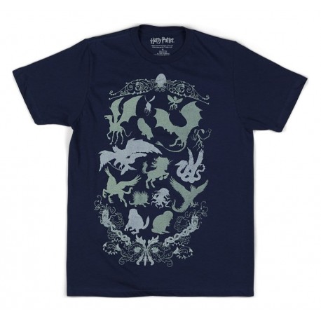 T-shirt bleu Harry Potter créatures magiques