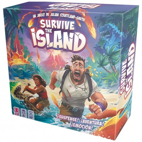 Boîte et plateau du jeu de société Survive The Island