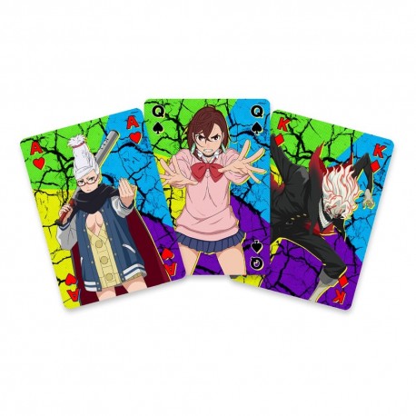 Baralho de pôquer Dandadan com personagens nas cartas