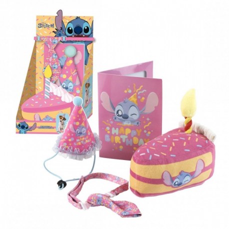 Conjunto de aniversário rosa Stitch para animais