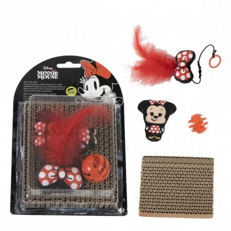 Jouets pour chat Minnie Mouse avec grattoir et plumes