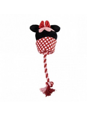 Brinquedo para cachorro Minnie vermelho e branco com corda