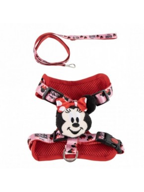 Arnês e trela Minnie Mouse em vermelho