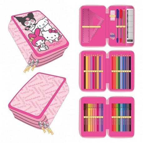 Trousse rose Hello Kitty avec accessoires scolaires