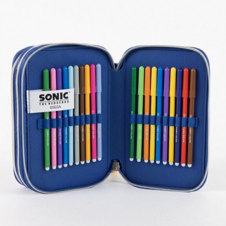 Trousse bleue Sonic avec accessoires scolaires