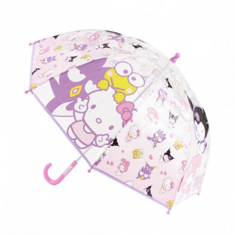 Parapluie manuel rose Hello Kitty avec illustrations