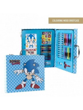 Maleta de colorir Sonic com materiais de arte