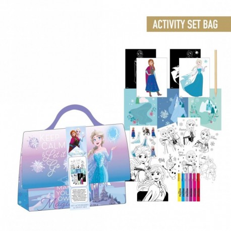 Conjunto colorível atividade Frozen bolsa rosa