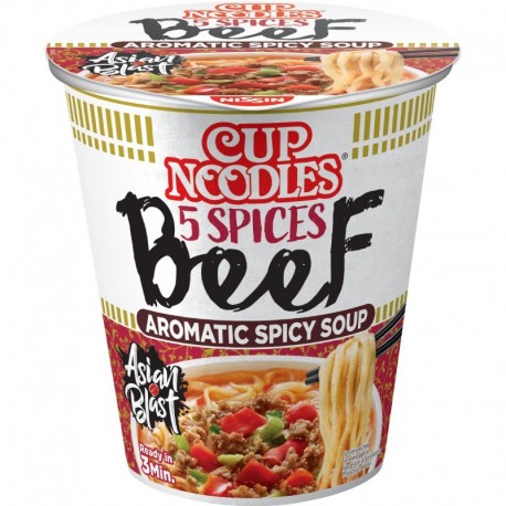 Cup Noodle Beef Nissin con fideos, ternera y verduras