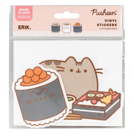 Conjunto de 2 adesivos de vinil Pusheen Sushi Roll