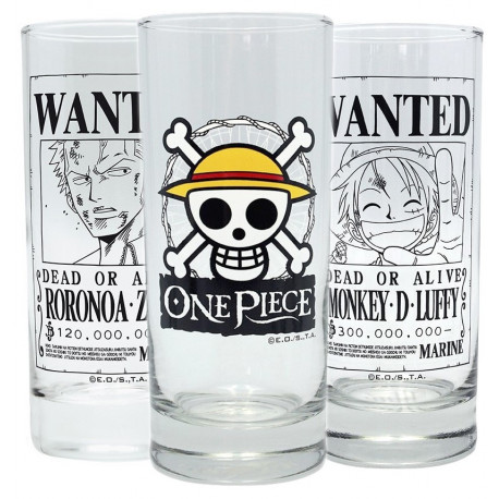 Set tres vasos cristal One Piece