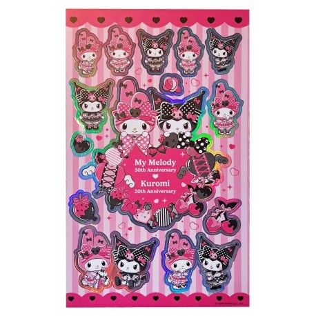 Hojas de pegatinas Sanrio Pink Black con My Melody y Kuromi.