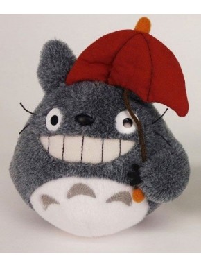 Peluche Totoro de 15 cm avec parapluie rouge