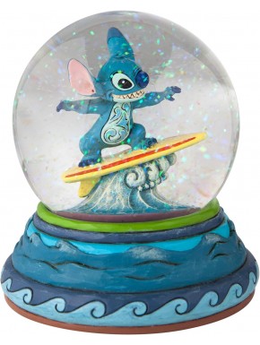 Boule à neige de 13 cm avec Stitch surfeur