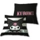 Coussin Kuromi Hello Kitty rayé noir et blanc