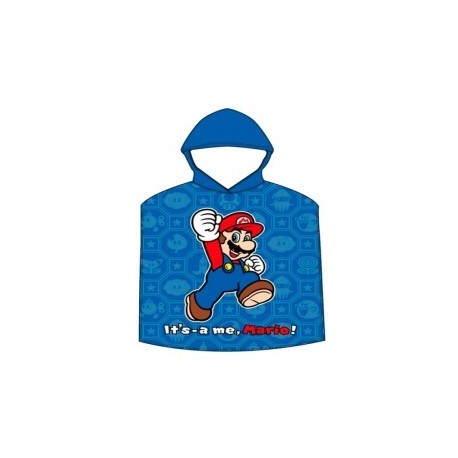 Poncho en coton bleu avec capuche de Super Mario