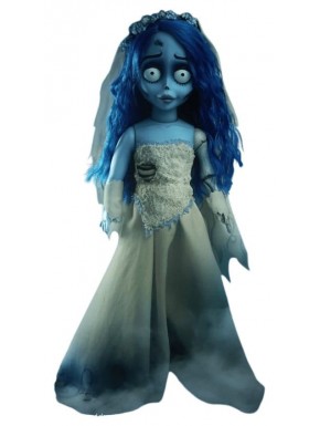 Muñeca Emily La Novia Cadáver con vestido azul y detalles florales