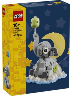 Ensemble LEGO Bébé Éléphant dans le Ciel avec lune et nuages